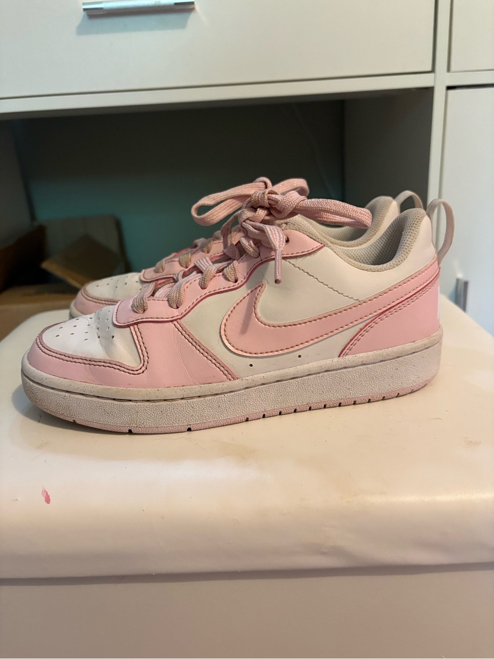 Nike Court Borough Light Pink and White Girls' Low-Top Sneakers
